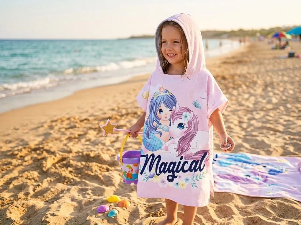 Poncho de copii MAGICAL roz