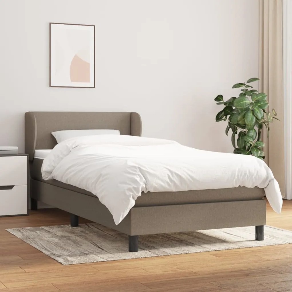 3126041 vidaXL Pat box spring cu saltea, gri taupe, 80x200 cm, textil
