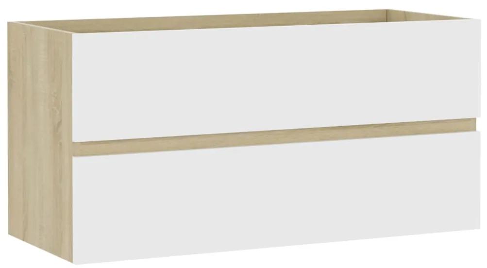 Dulap de chiuveta, alb si stejar Sonoma, 90x38,5x45 cm, PAL alb si stejar sonoma, Dulap pentru chiuveta, 1
