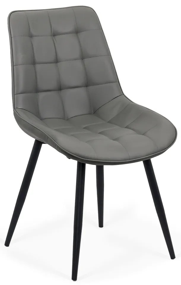 Scaun living gri BUC 206P din piele ecologică și cadru metalic vopsit