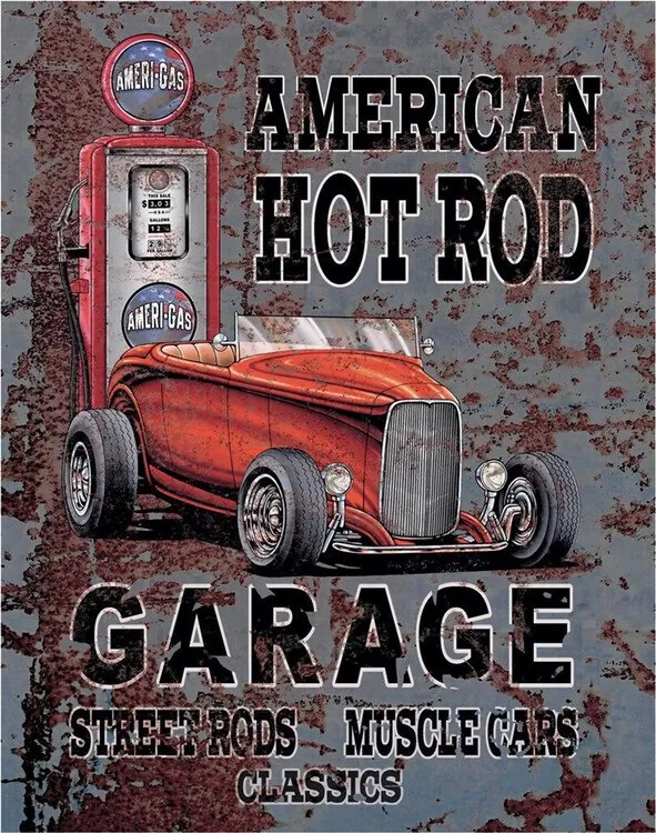 Placă metalică LEGENDS - american hot rod