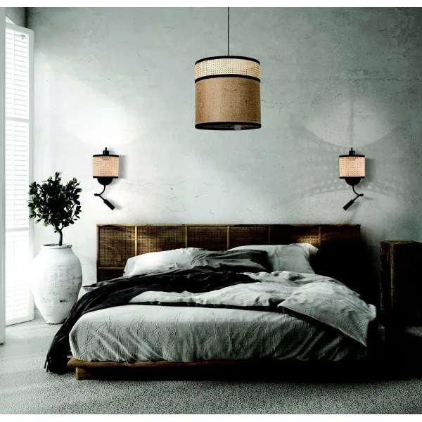 Lampă LED de perete Zambelis 20355 1xE27/40W + LED/3W/230V ratan