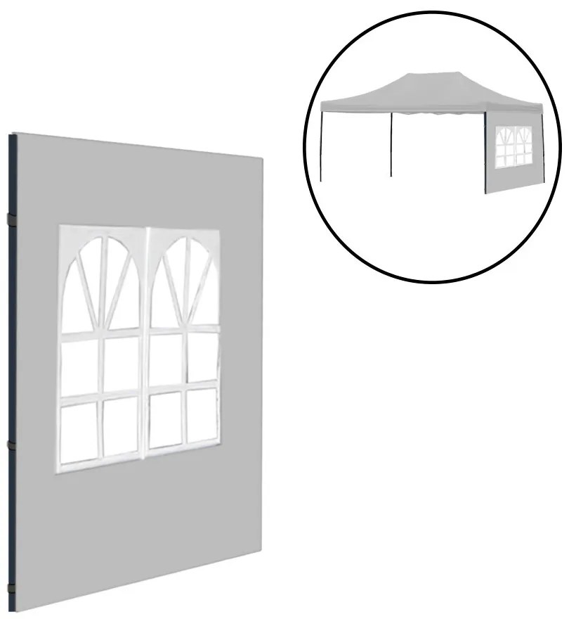 Foișor de grădină cu fereastră perete lateral prelată 3x4,5 m gri