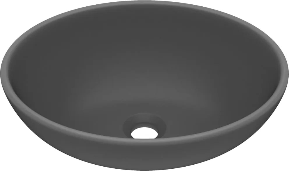 vidaXL Chiuvetă de lux, gri închis mat, 40x33cm, ceramică, formă ovală