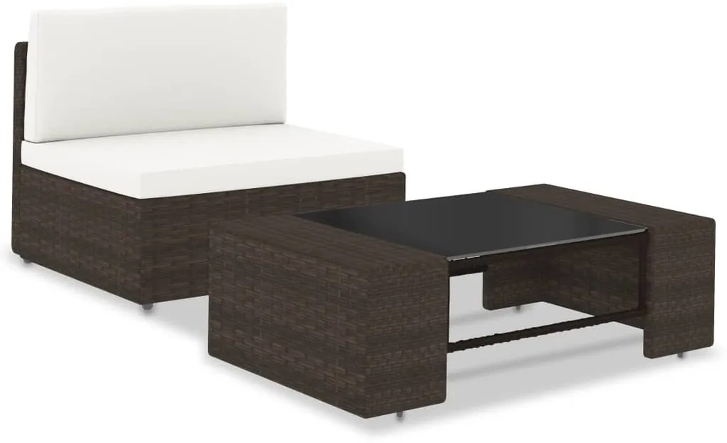 vidaXL Set mobilier de grădină, 2 piese, maro, poliratan