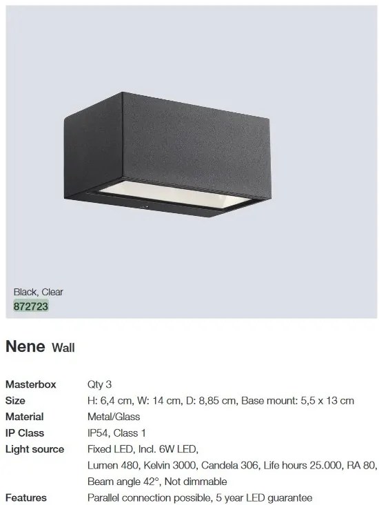 Aplica de perete LED design modern IP54 Nene negru 872723 NL