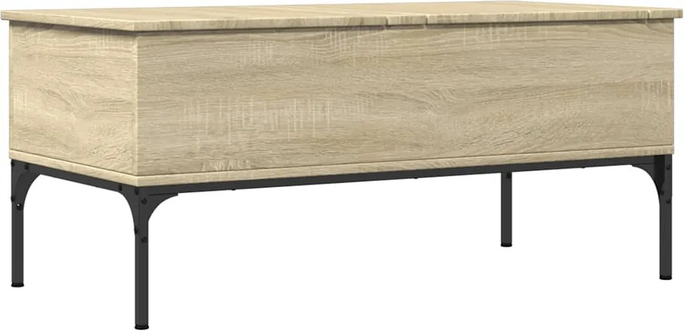 vidaXL Măsuță cafea stejar sonoma 100x50x45 cm lemn prelucrat și metal