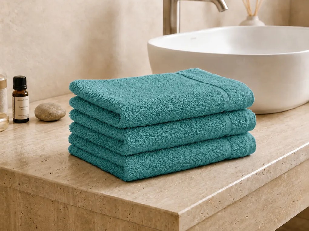 Prosop CLASSIC COLOR mic petrol 30x50 cm, 100% bumbac