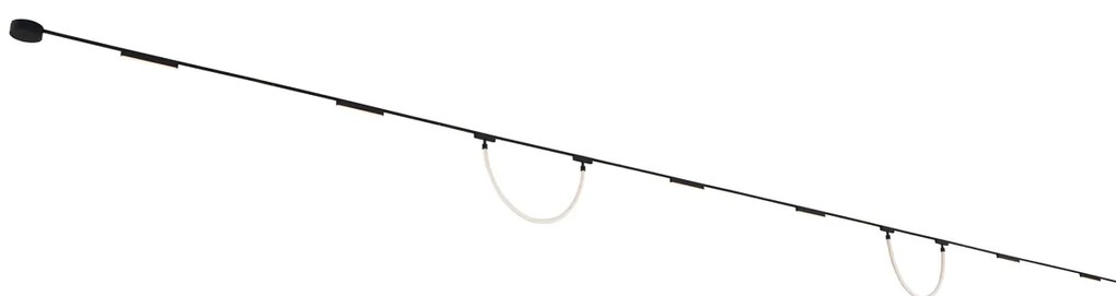 Sistem de iluminat pe șine cu 6 spoturi pentru tavan și 2 lămpi suspendate negre monofazate - Magnetic Marra Tautau