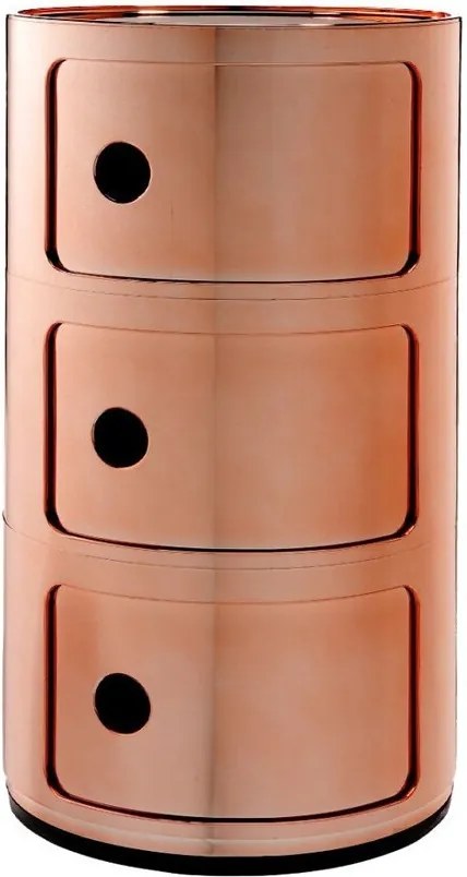 Comoda modulara Kartell Componibile 3 design Anna Castelli Ferrieri, cupru metalizat