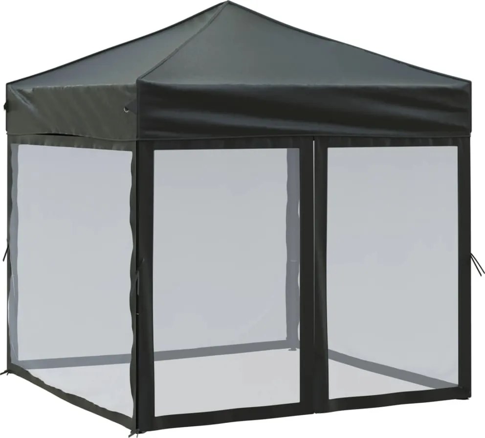 vidaXL Cort pliabil pentru petrecere, pereți laterali, negru, 2x2 m
