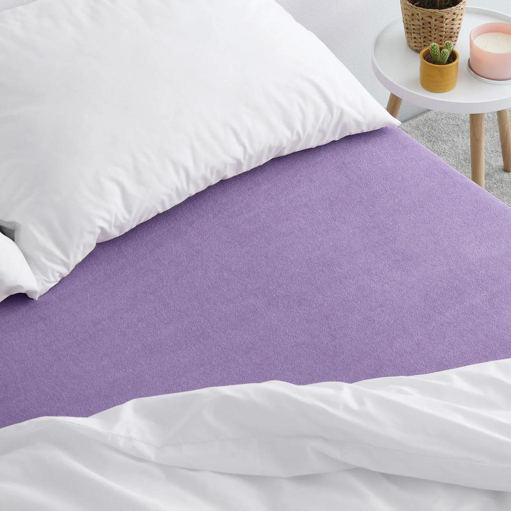 Goldea cearceafuri de pat din terry cu elastic - violet 200 x 200 cm
