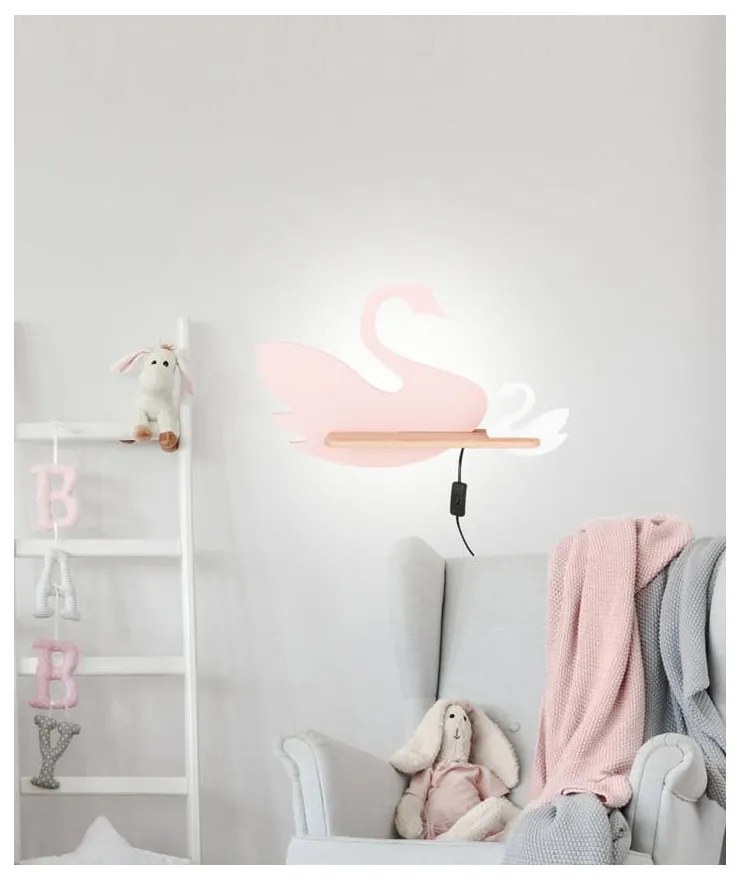 Corp de iluminat pentru copii alb/roz Swan – Candellux Lighting