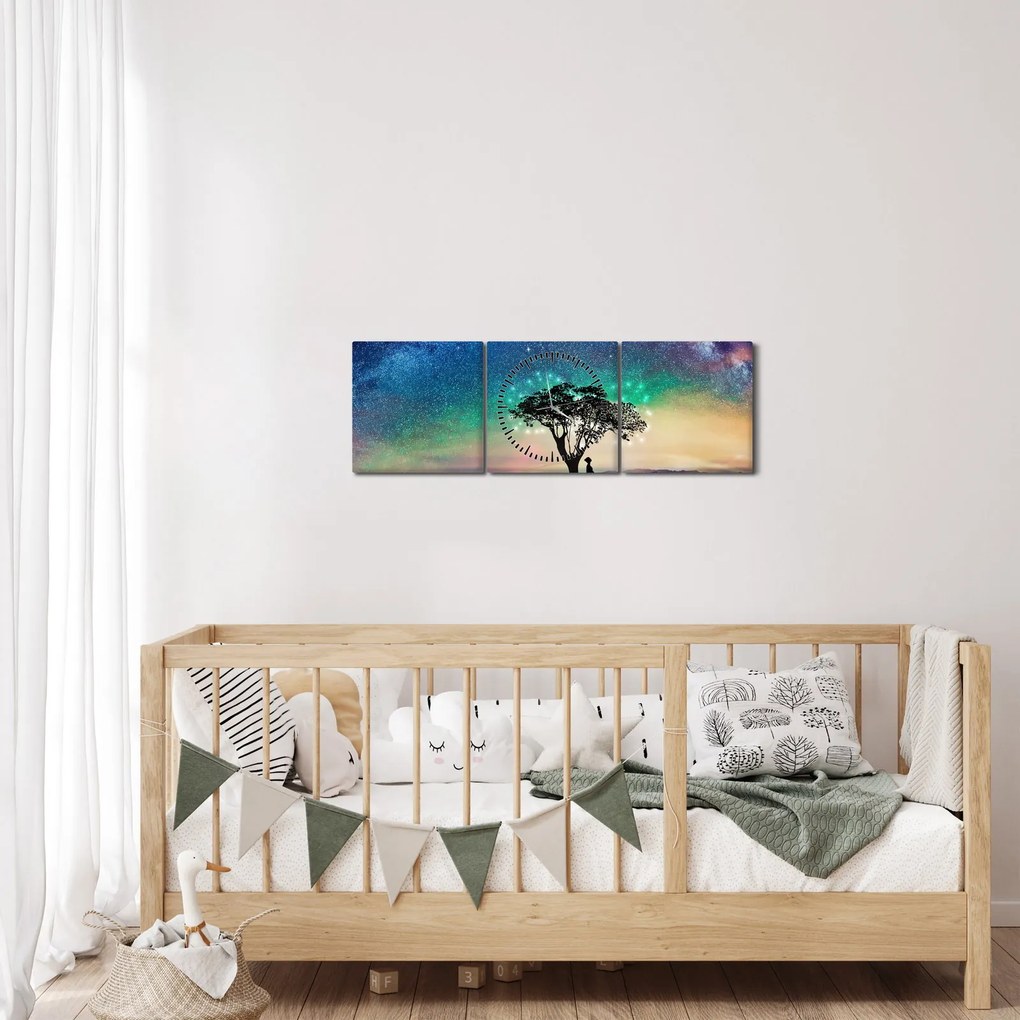Tablou - Relaxare sub stele (cu ceas) (90x30 cm)