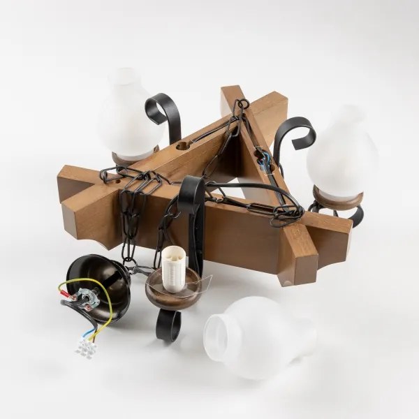 Lustră pe lanț Brilagi QUEEN 3xE14/40W/230V fag/nuc