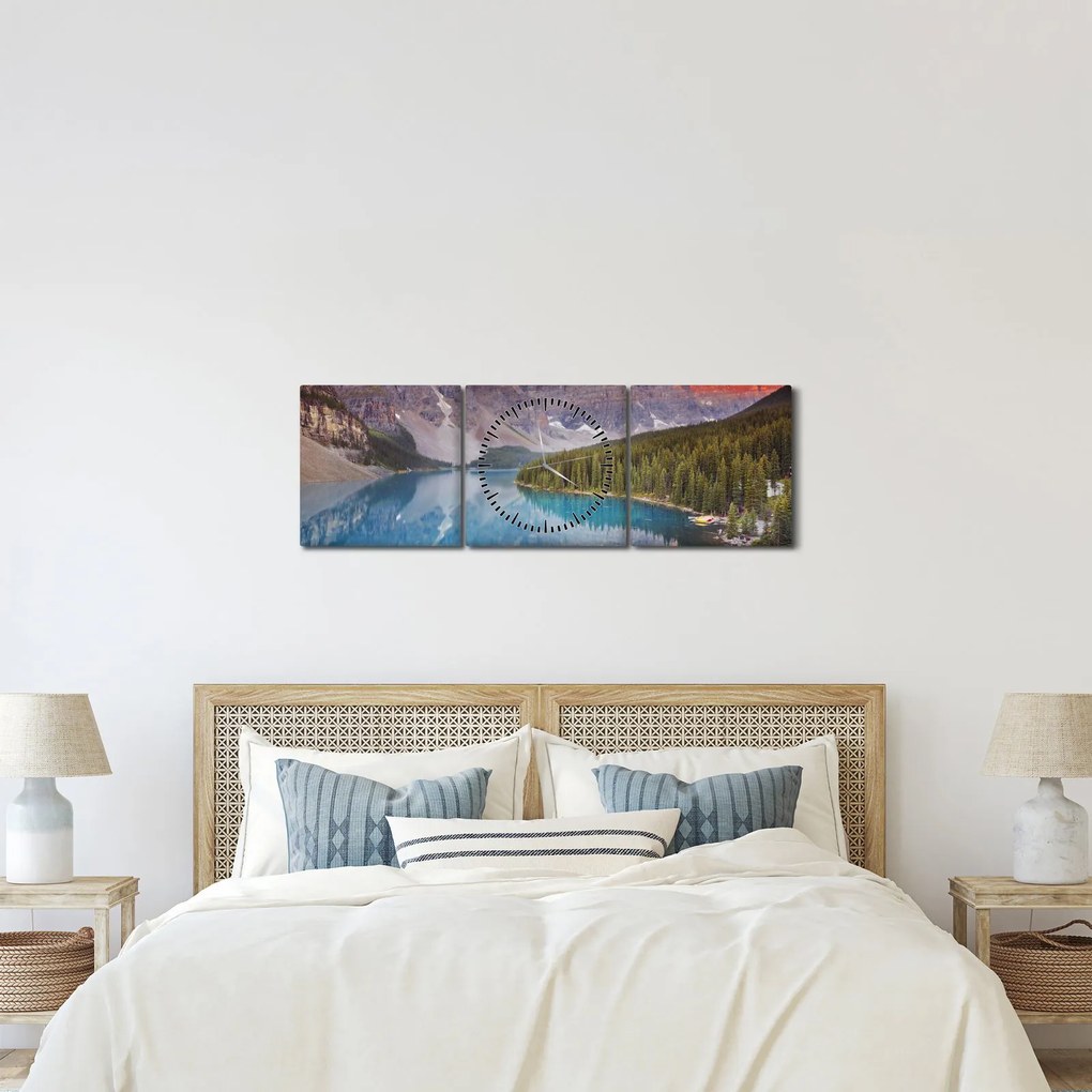 Tablou - Peisaj montan din Canada (cu ceas) (90x30 cm)