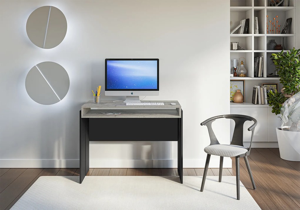 Masă PC Ramea (Stejar platinum grange + Negru). 1055240