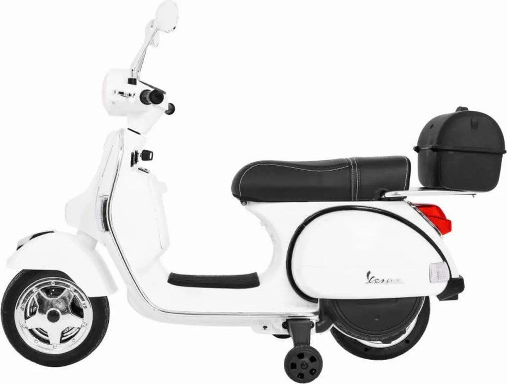 Motocicleta Electrica cu Acumulator Pentru Copii NOVOKIDS™ Vespa Premium Retro Scooter, Pornire la cheie, 3-8 ani, Max 30 kg, Cu Melodii si Lumini