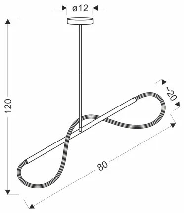 Lustră LED SUPREME suspendată pe cablu, 18 W, 230 V, 80 cm, auriu