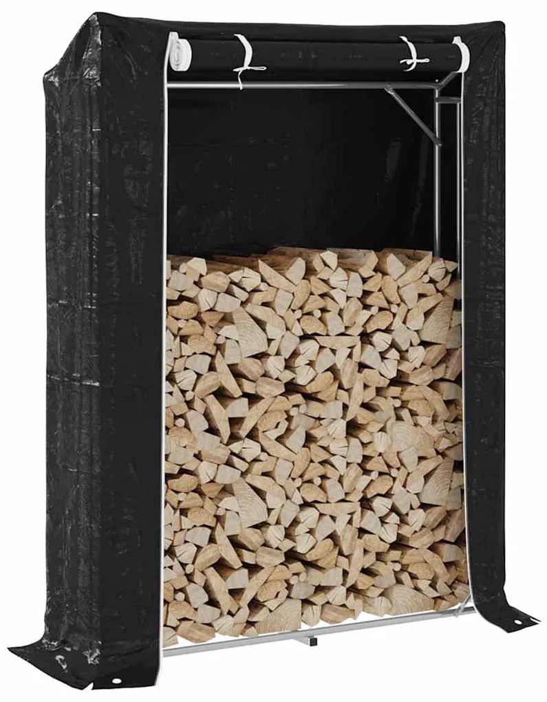 vidaXL Suport pentru lemne de foc cu capac de ploaie Oțel galvanizat
