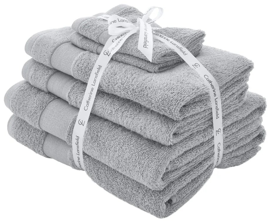 Prosoape de baie gri-deschis 6 buc. din bumbac din frotir Anti-Bacterial – Catherine Lansfield