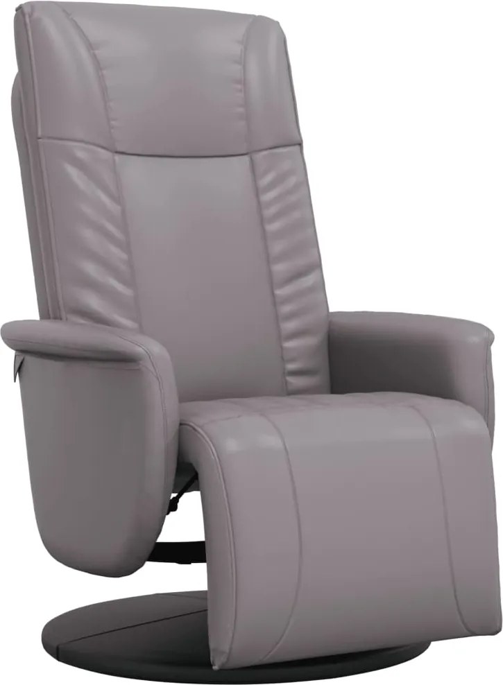 vidaXL Fotoliu rabatabil cu suport de picioare, gri, piele ecologică