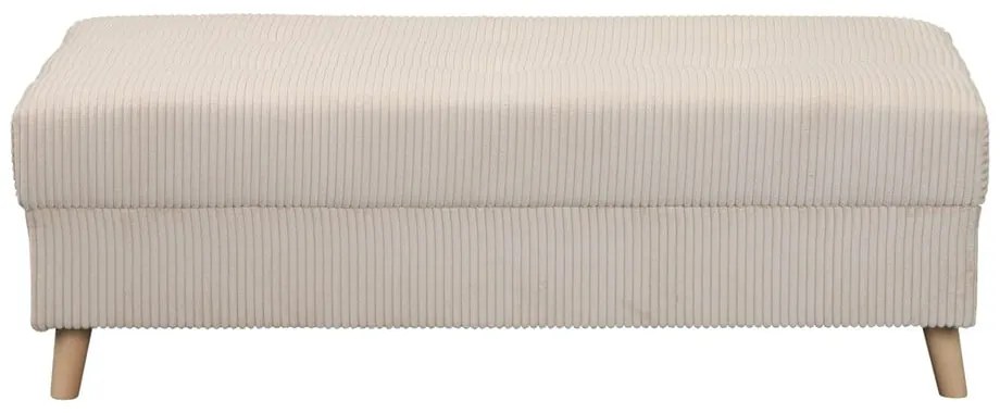 Taburet crem cu tapițerie din catifea reiată Ariella – Ropez