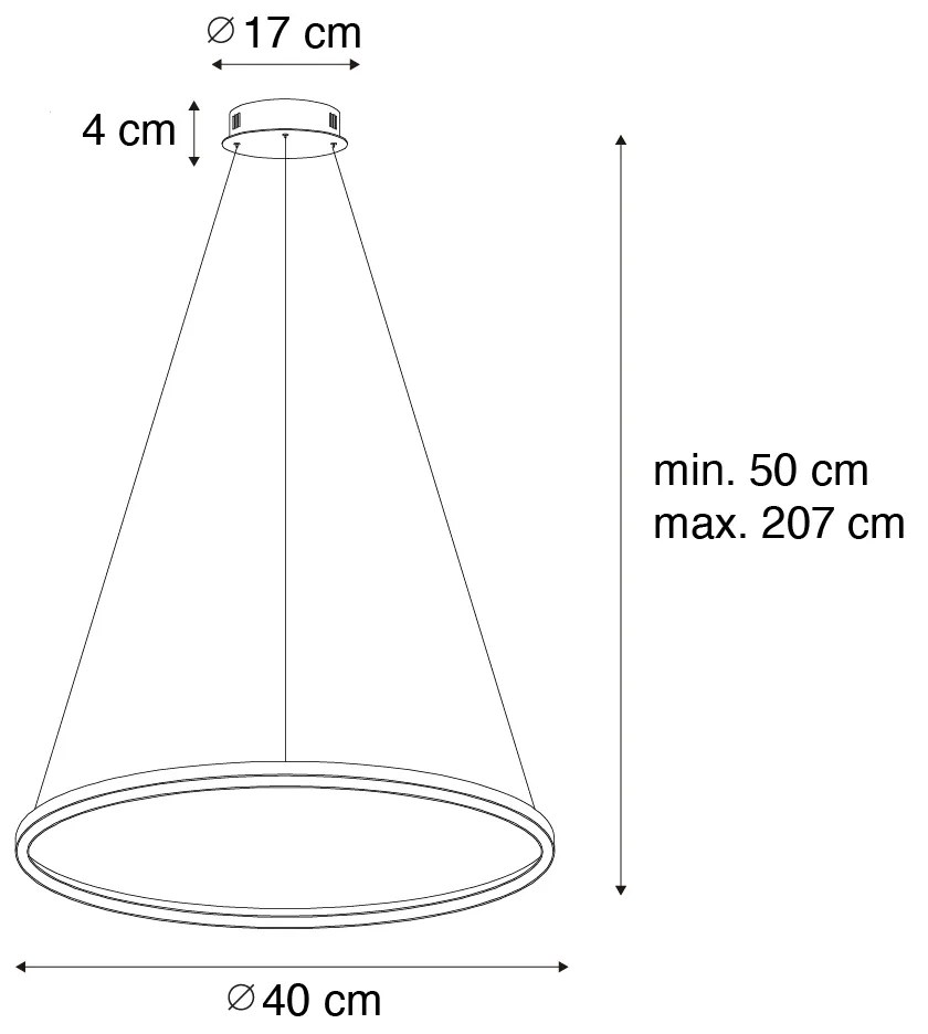 Lampă pendantă aurie 40 cm cu LED inclus, cu reglare a luminii în 3 trepte - Girello