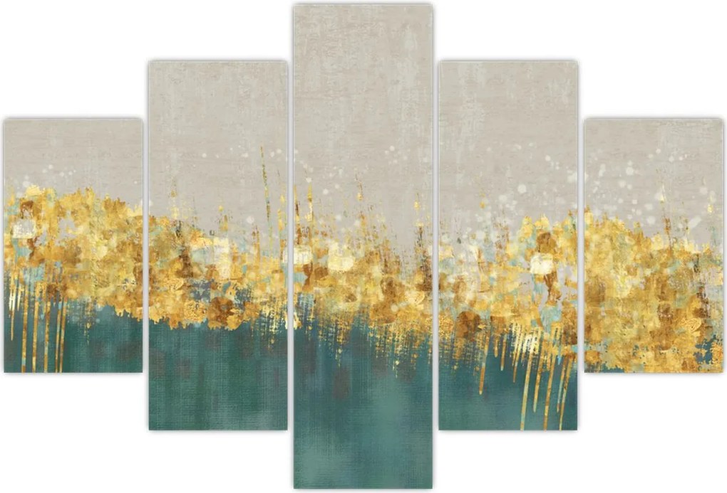 Tablou - Textura cu decor auriu (150x105 cm)