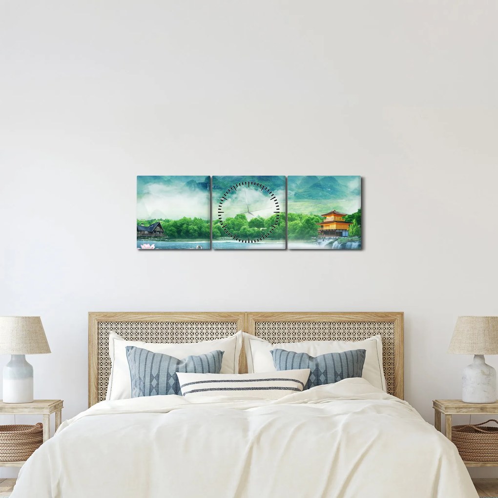 Tablou - Peisaj de vis (cu ceas) (90x30 cm)