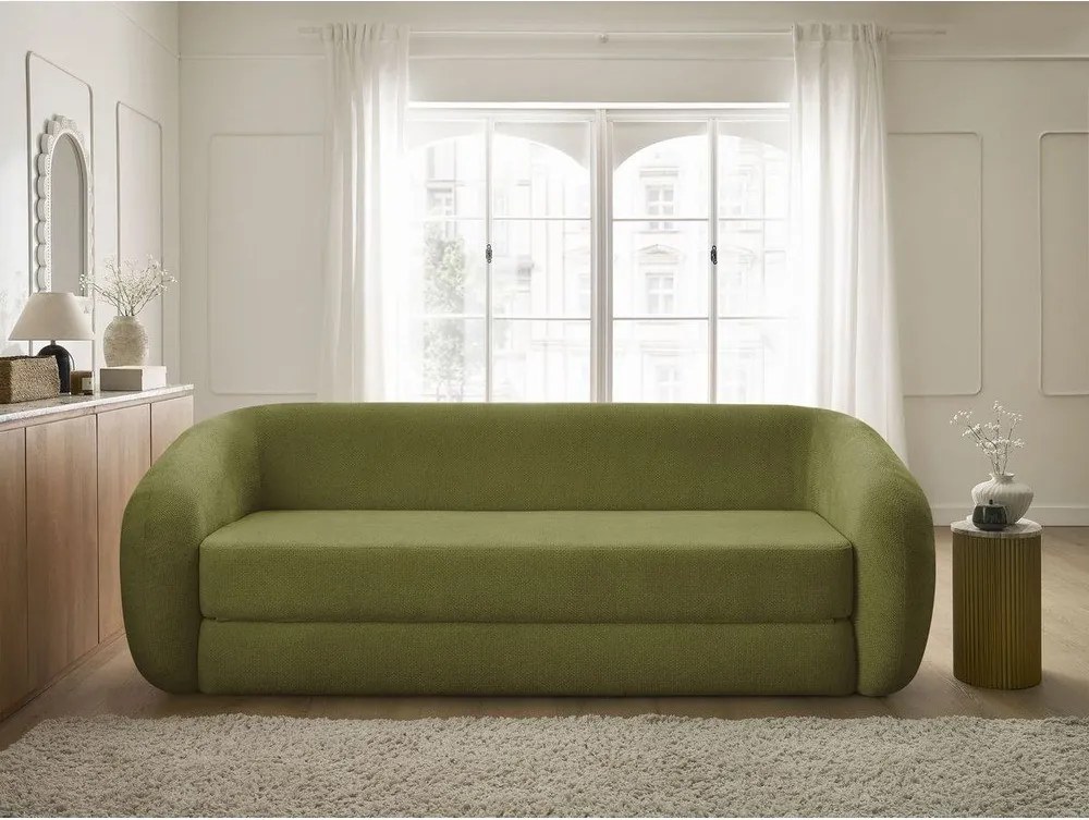 Canapea verde extensibilă cu tapițerie din chenille 228 cm Neyo – Bobochic Paris