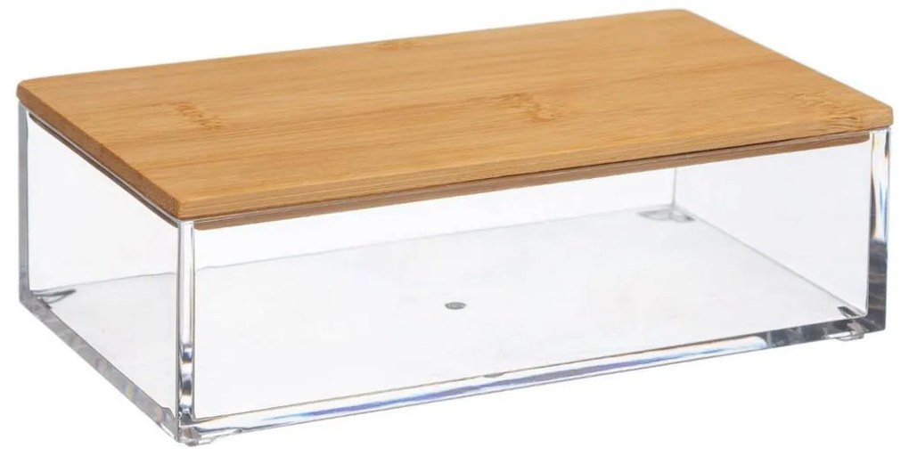 Organizator baie SELENA, dreptunghiular cu capac din bambus, 16 x 9,6 x 5 cm