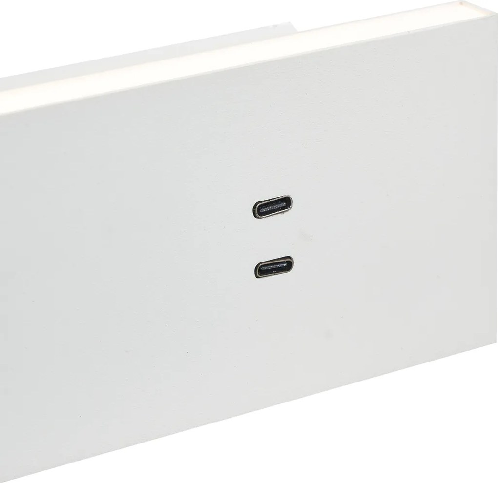 Lampă de perete modernă albă reglabilă cu USB-C incl. LED - Modric