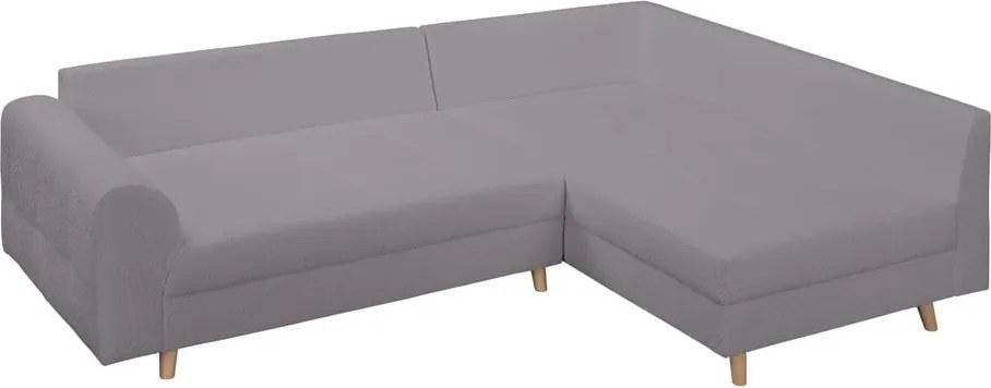 Colțar gri închis cu tapițerie din stofă bouclé (cu colț pe partea dreaptă) Ariella – Ropez