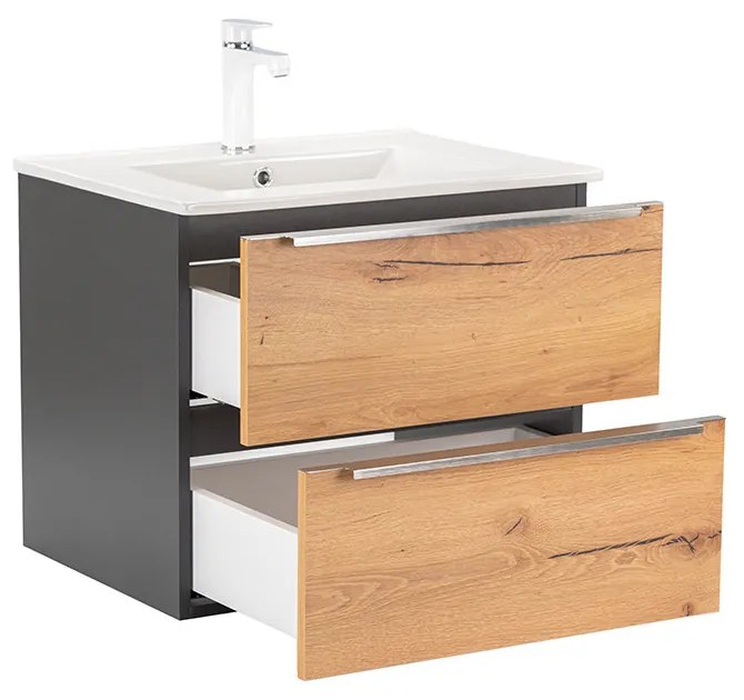 Dulap inferior Vario Trim 60 cu lavoar antracit-stejar