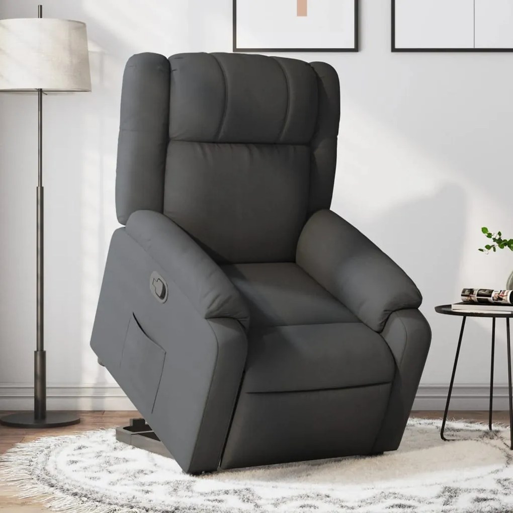 vidaXL Fotoliu rabatabil cu ridicare pe verticală, gri închis, textil
