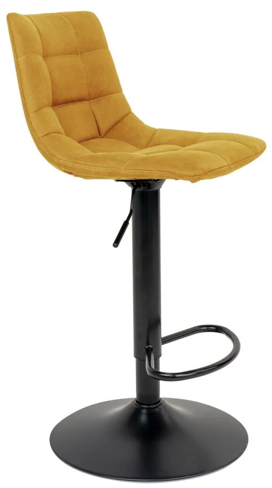 Taburet de bar Middelfart, catifea, galben muștar, picioare negre