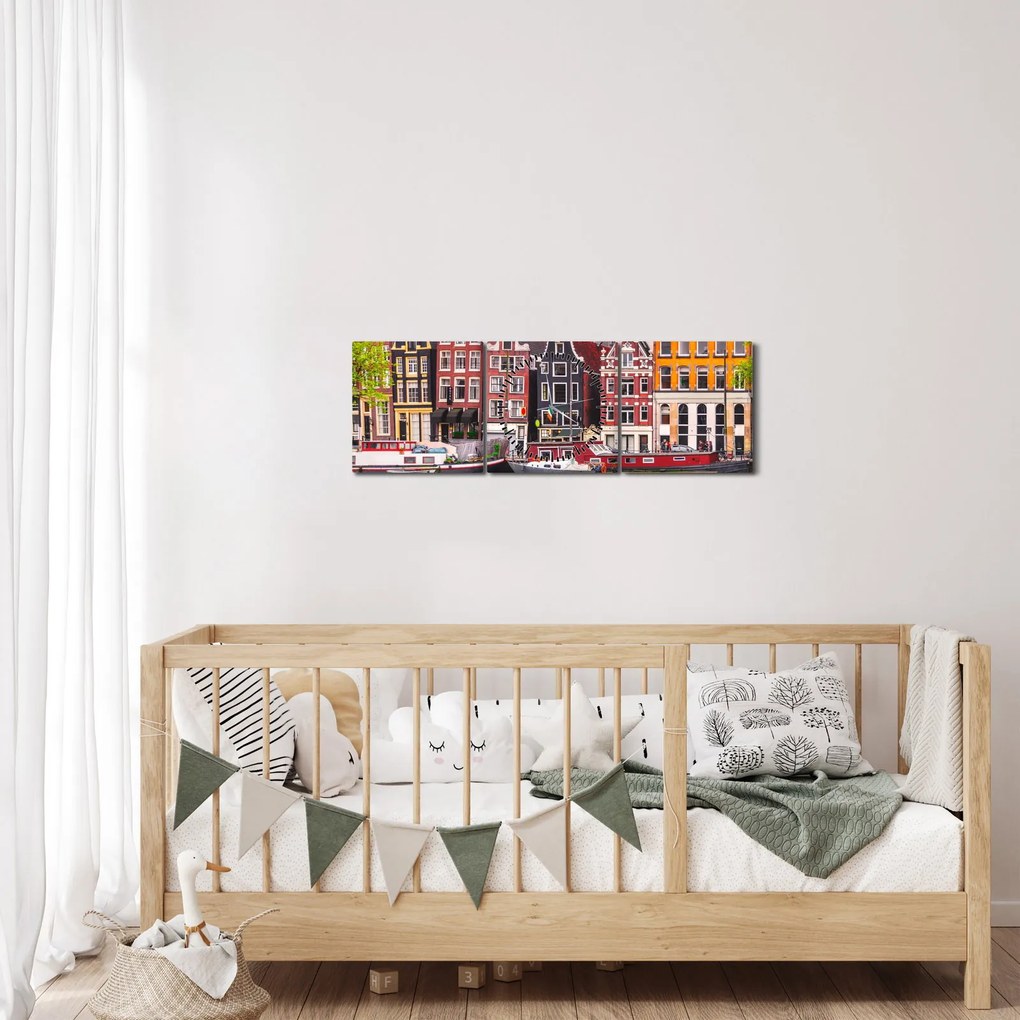 Tablou - Amsterdam, case de dans (cu ceas) (90x30 cm)