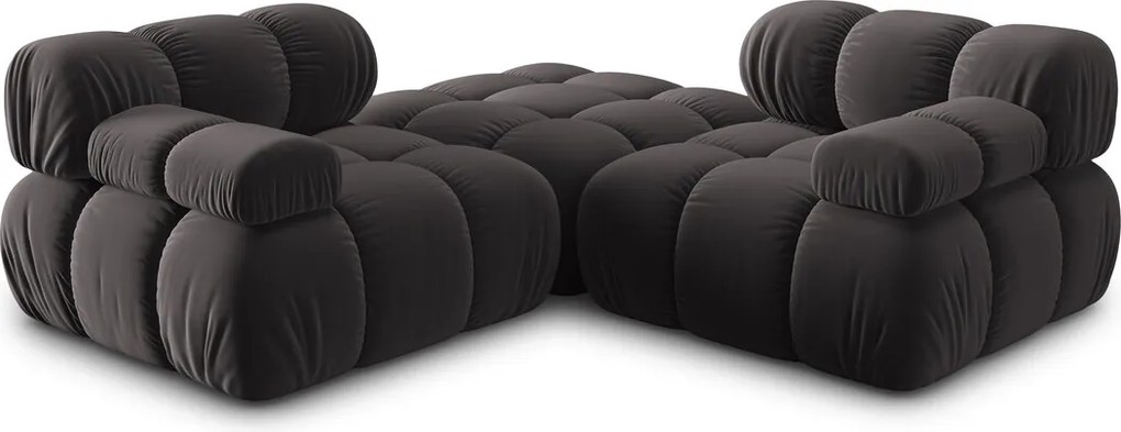 Canapea modulara 3 locuri, Bellis, Micadoni Home, BL, 188x188x70 cm, catifea, gri inchis