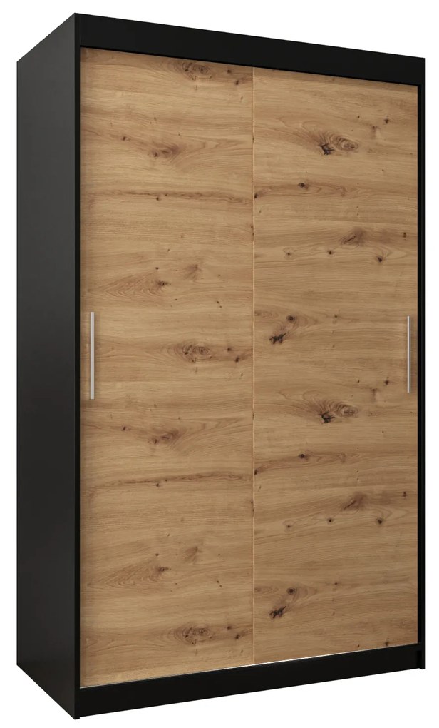 Dulap de haine 120 cm Toki (negru mat + stejar artisan). 1064809