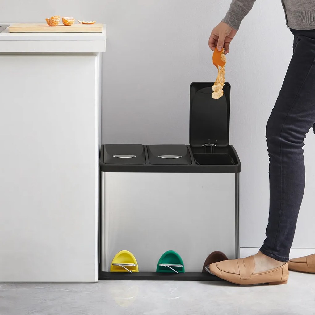 Jurhan Coș de reciclare SORT 24L (3x8L), oțel