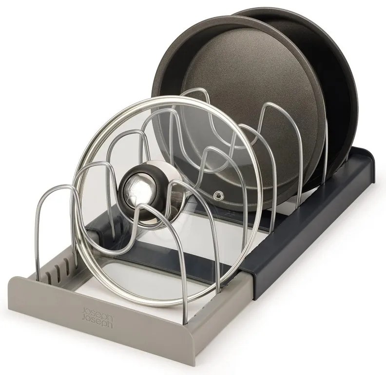 Organizator de vase Joseph Joseph 85167, 7 Separatoare reglabile, Extensibil, Gri/Negru