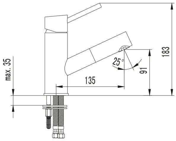 Baterie pentru lavoar Sapho SOLITER 18,3 cm, crom lucios