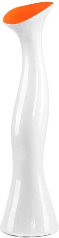 Vază decorativă Alycia, 54x13.8x13.8 cm, ceramica , alb/ portocaliu