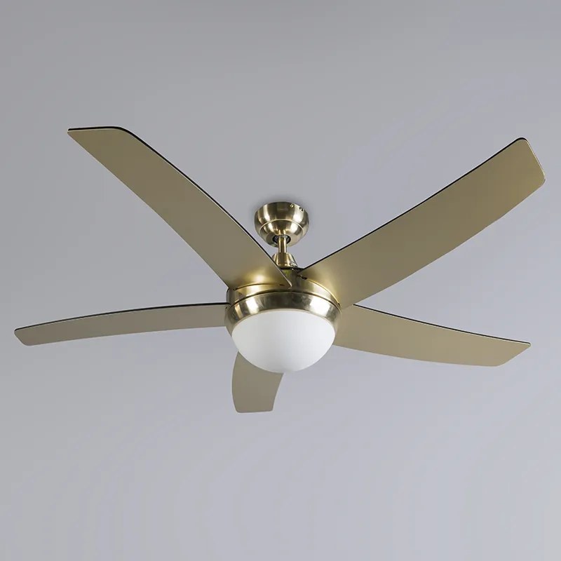 Ventilator de tavan auriu cu imprimeu lemn 132cm cu telecomandă - Cool
