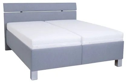 Pat tapițat ALIS, 180 x 200 cm, cu saltea inclusă și spațiu de depozitare, gri deschis