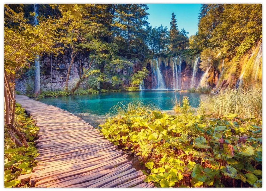 Tablou pe sticlă - Lacurile Plitvice, Croația (70x50 cm)