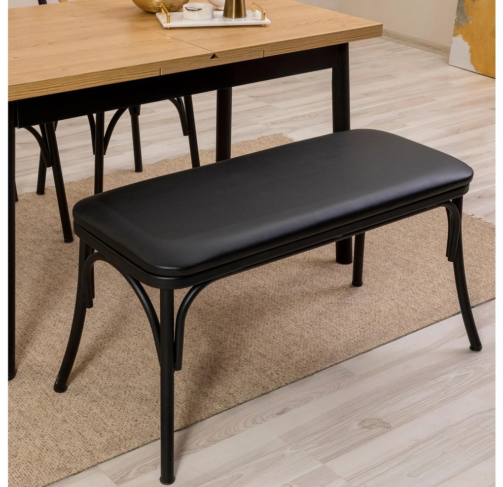 Set mobilier sufragerie Duvasa 21 (negru) (pentru 4 persoane). 1093791