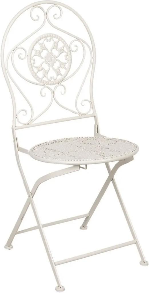 Set 2 scaune pliabile din fier forjat alb 40 cm x 40 cm x 93 h (x2)