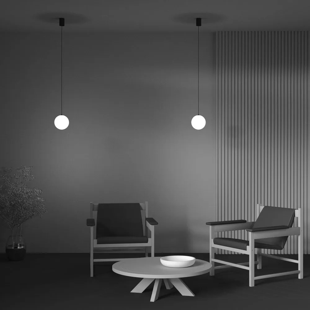 Pendul LED design tehnic Luna negru, 3000K